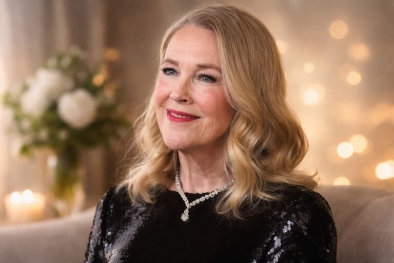 AI generated portrait of an older blonde woman with soft lighting and calm expression