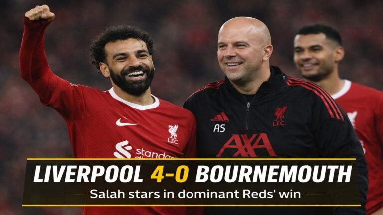 AI generated image showing Mohamed Salah during a Liverpool match at Anfield