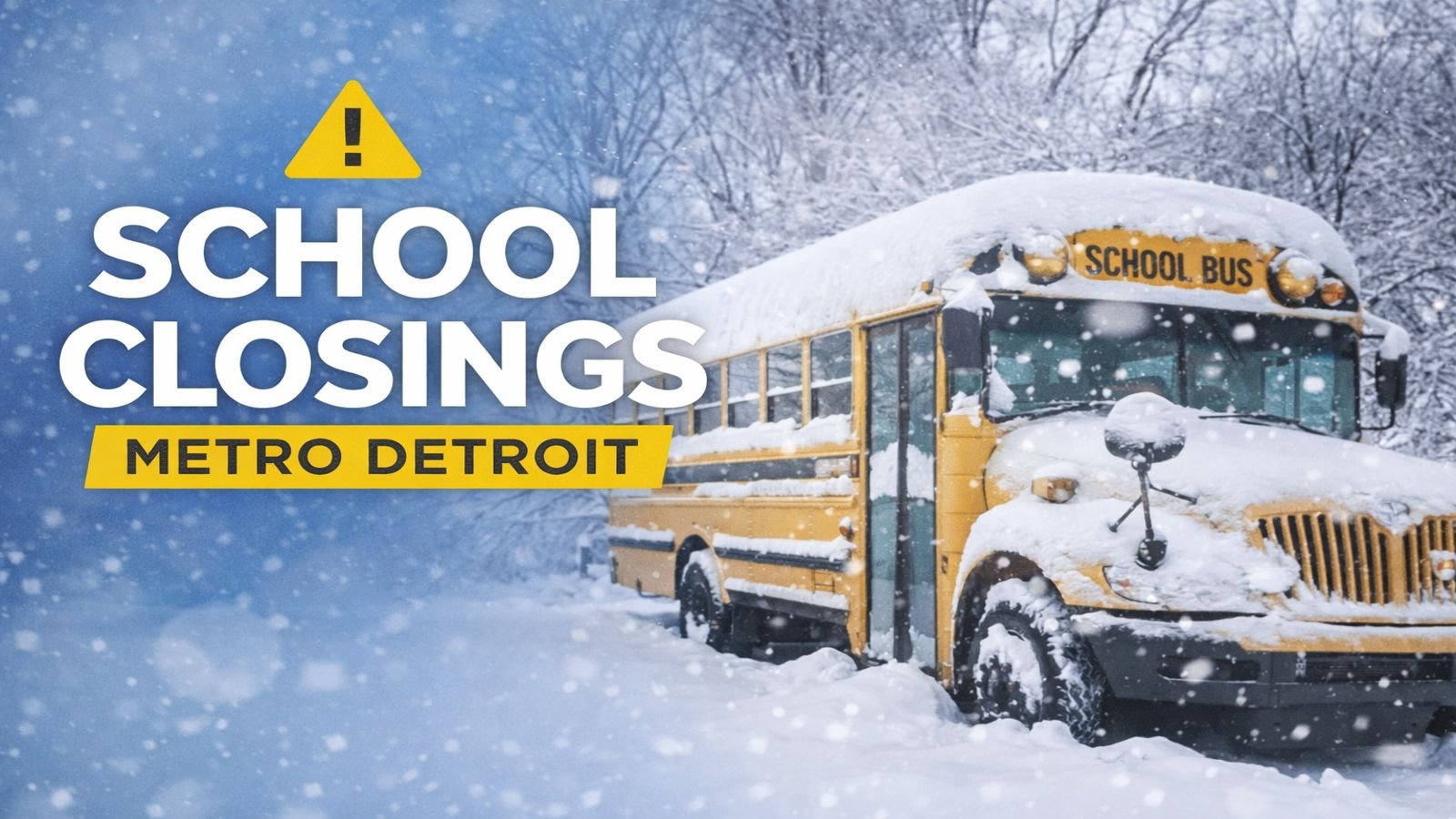 AI generated image showing school closures in metro Detroit during extreme winter weather
