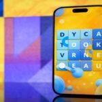 AI generated image showing a colorful word puzzle game displayed on a smartphone