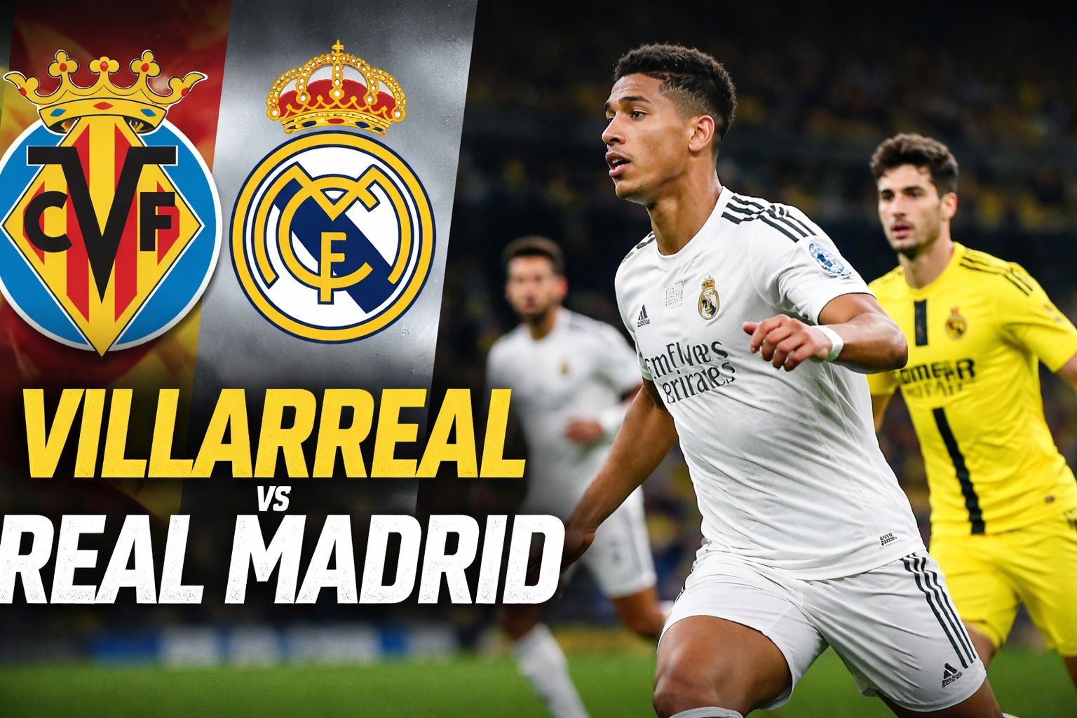 AI generated image showing Villarreal and Real Madrid players competing in a La Liga match