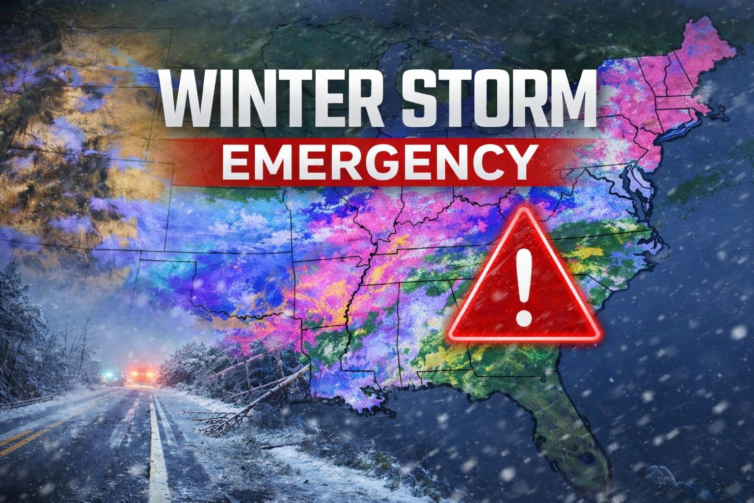 AI generated weather map showing Winter Storm Fern impacting large parts of the United States